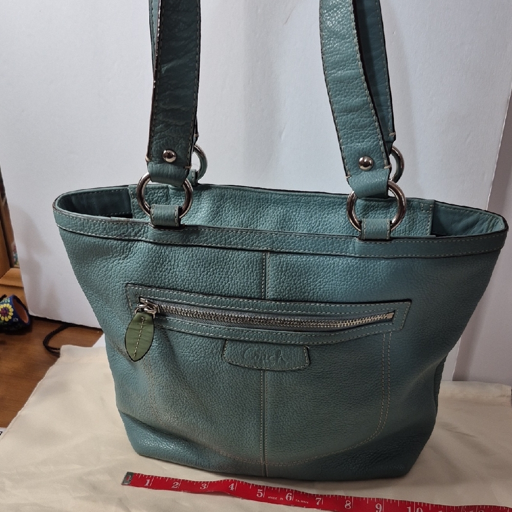 Coach Penelope  Pebbled Leather Vintage  Lunch Tote Bag In Sea Green F14683